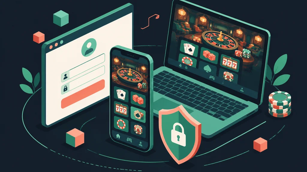 Browser sign-in scene with phone and laptop
